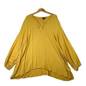 Lane‎ Bryant 100% Rayon Vneck Long Sleeve Blouse size 28 Yellow
